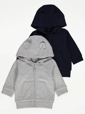 3D Ears Zip Through Hoodies 2 Pack | Baby | George at ASDA