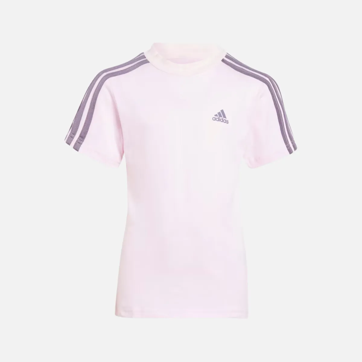 Adidas Essential 3 Stripes Shorts And T-shirt Kids Set (3-8 Years) -Clear Pink