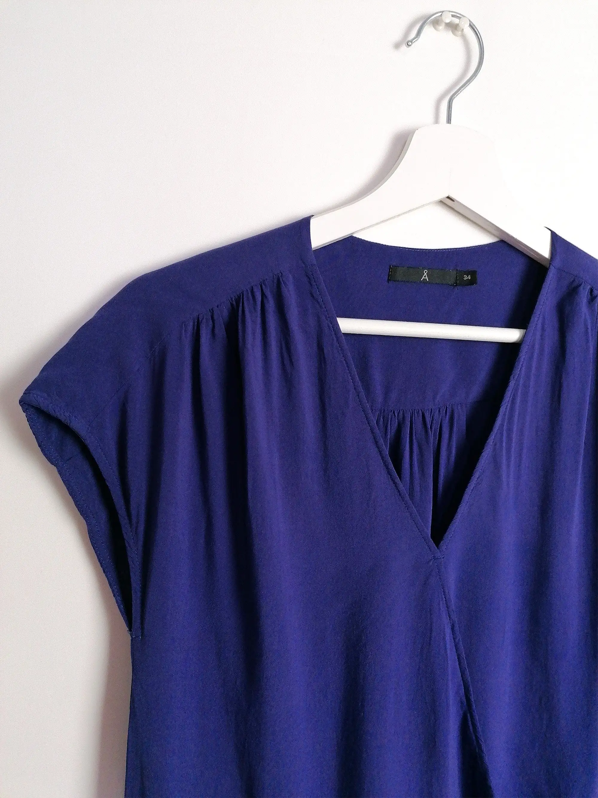 AHLENS blue viscose top wrap blouse | Size XS-S