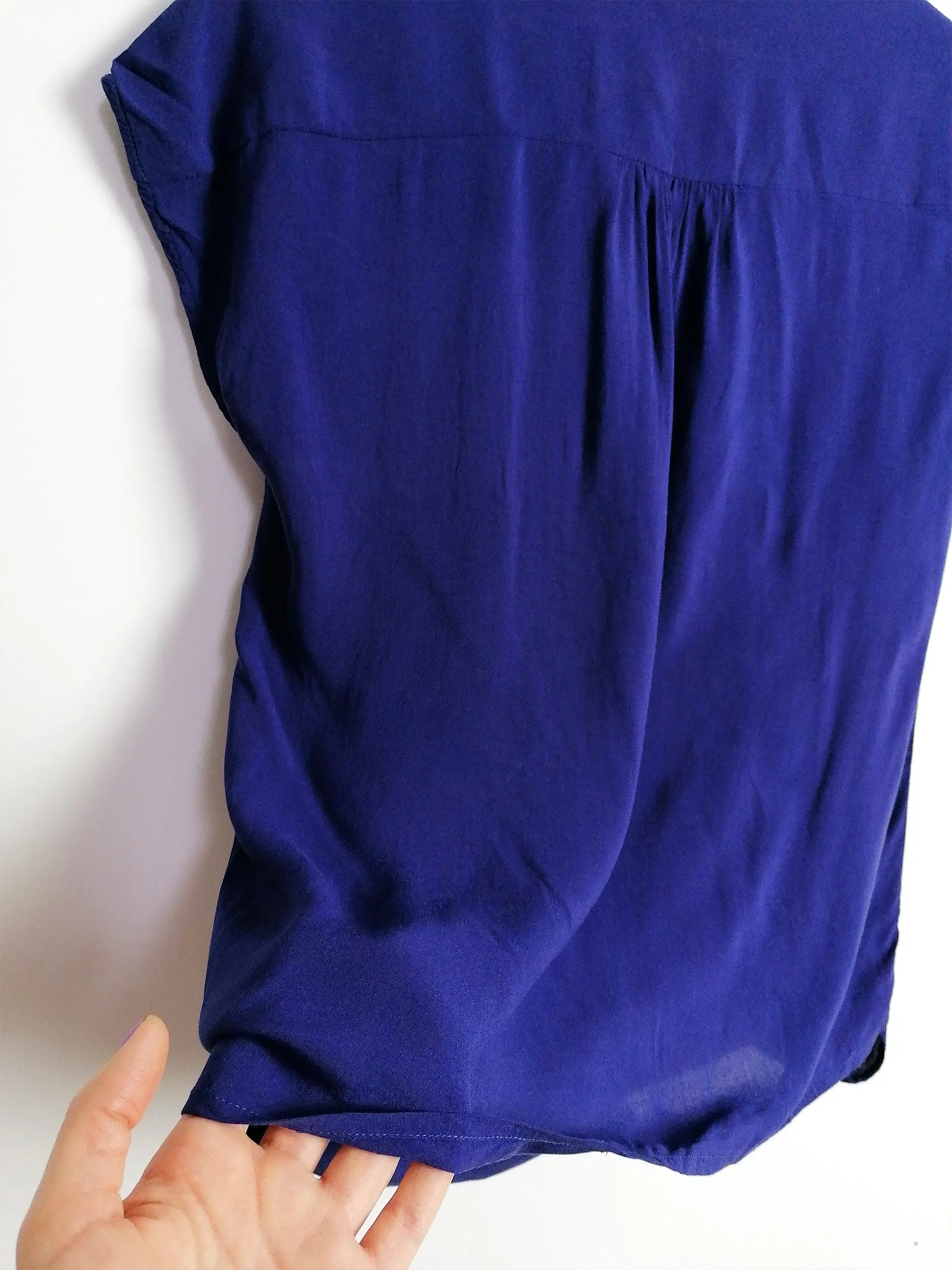 AHLENS blue viscose top wrap blouse | Size XS-S