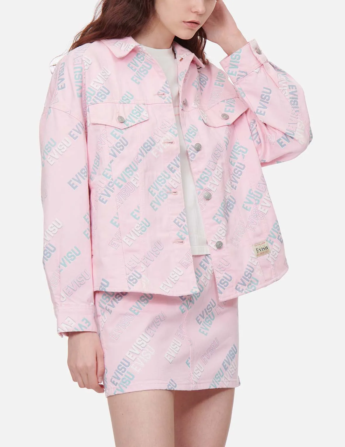 Allover Logo Print Denim Jacket