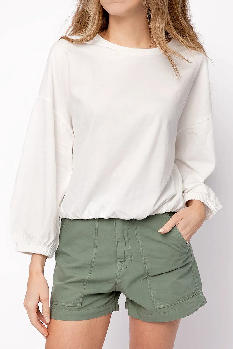 Annelise Shirred Hem Bubble Top in White