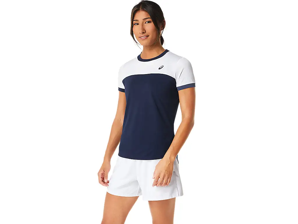 Asics T-Shirt Court SS Top Dames Blauw Wit