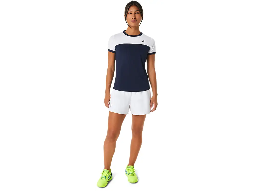 Asics T-Shirt Court SS Top Dames Blauw Wit