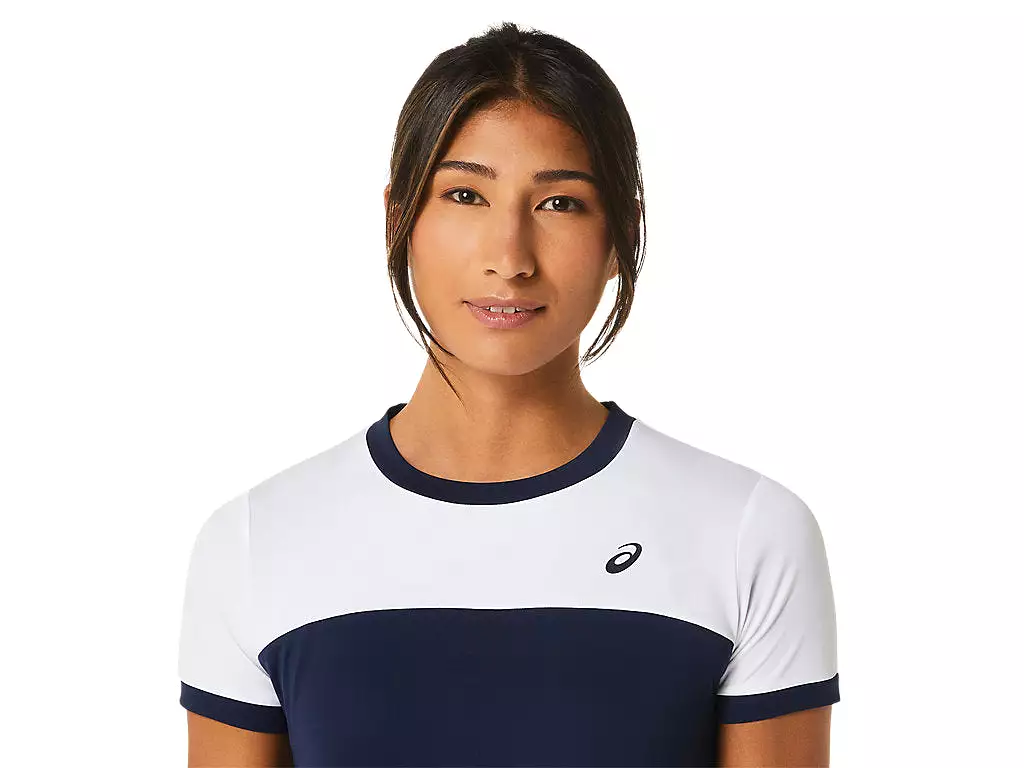 Asics T-Shirt Court SS Top Dames Blauw Wit