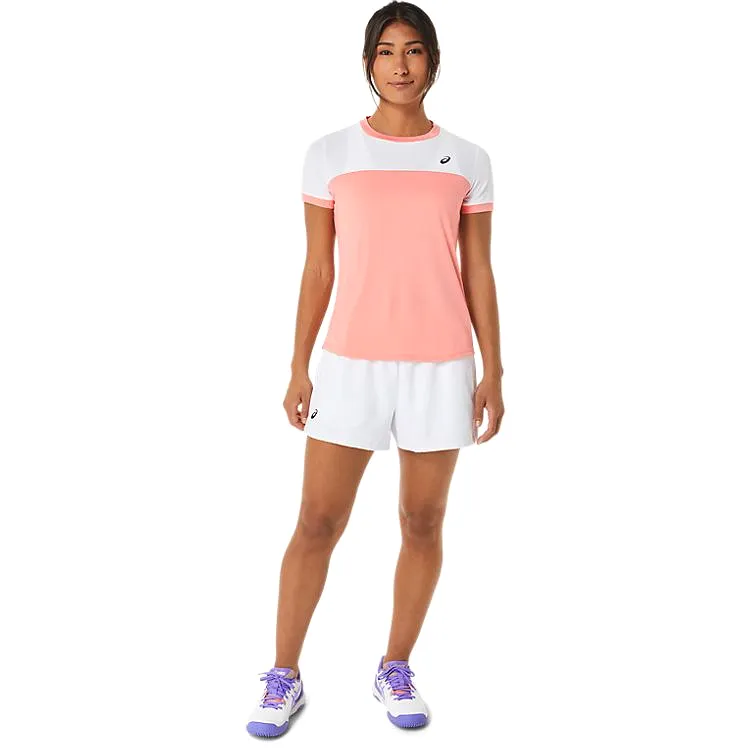 Asics T-Shirt Court SS Top Dames Roze Wit