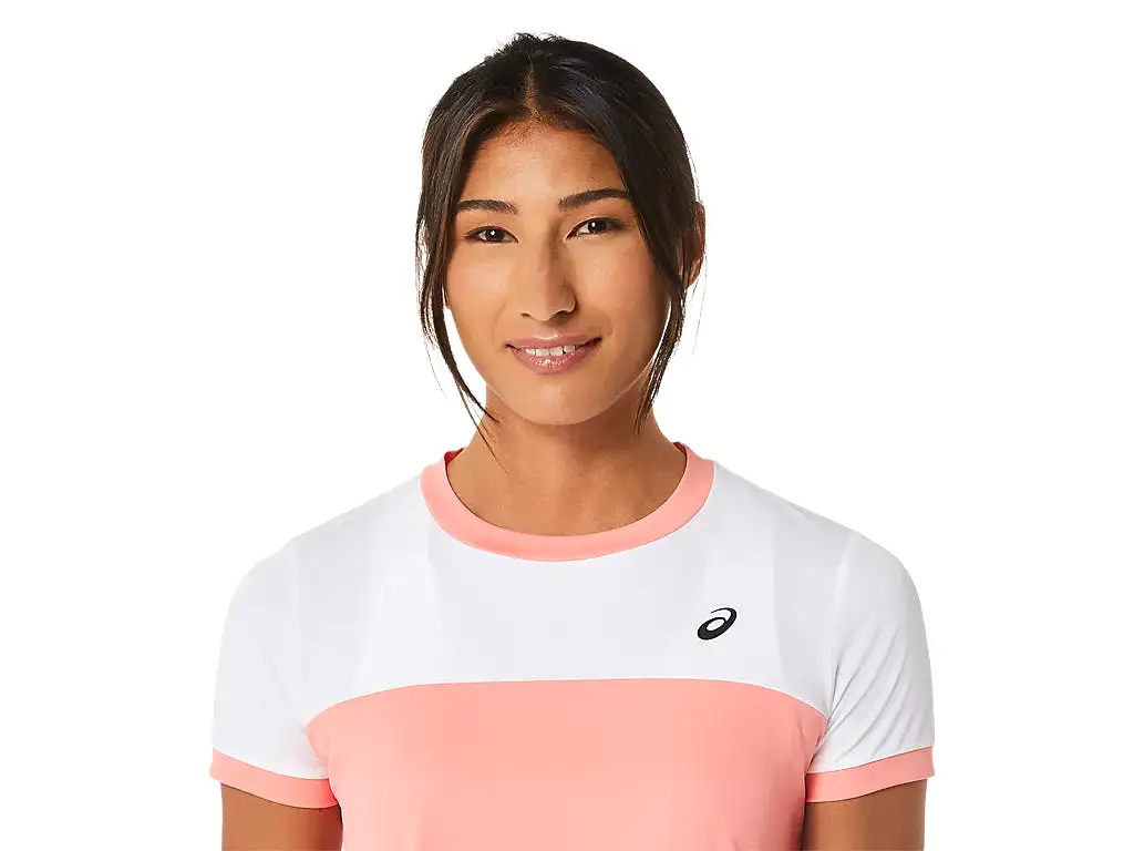 Asics T-Shirt Court SS Top Dames Roze Wit