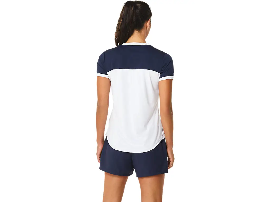 Asics T-Shirt Court SS Top Dames Wit Blauw