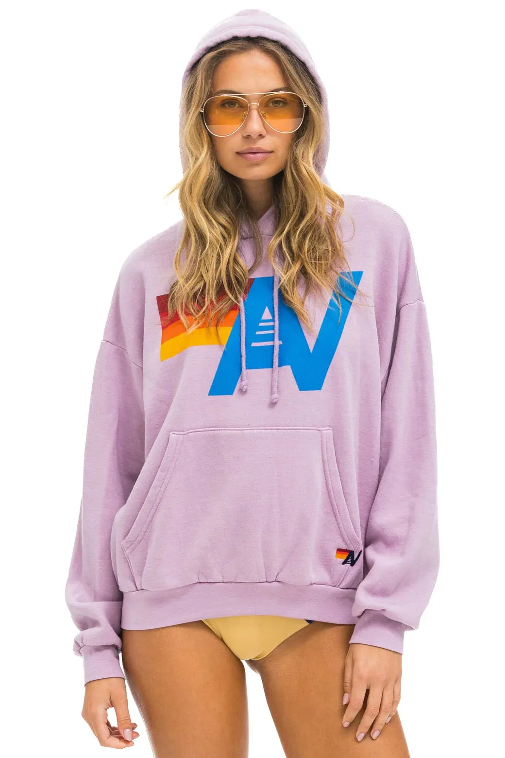 Aviator Nation Logo Pullover Relaxed Hoodie - Mauve