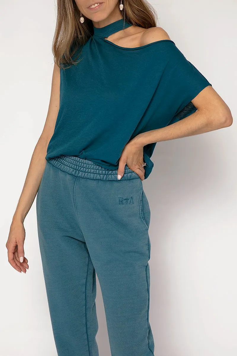 Axel Cotton Cashmere Top in Aqua Blue