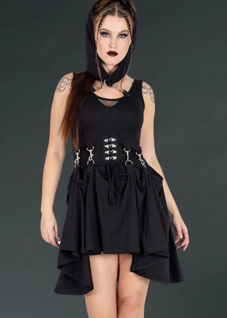 AZALEA GOTH MINI DRESS WITH AND BLACK HOOD