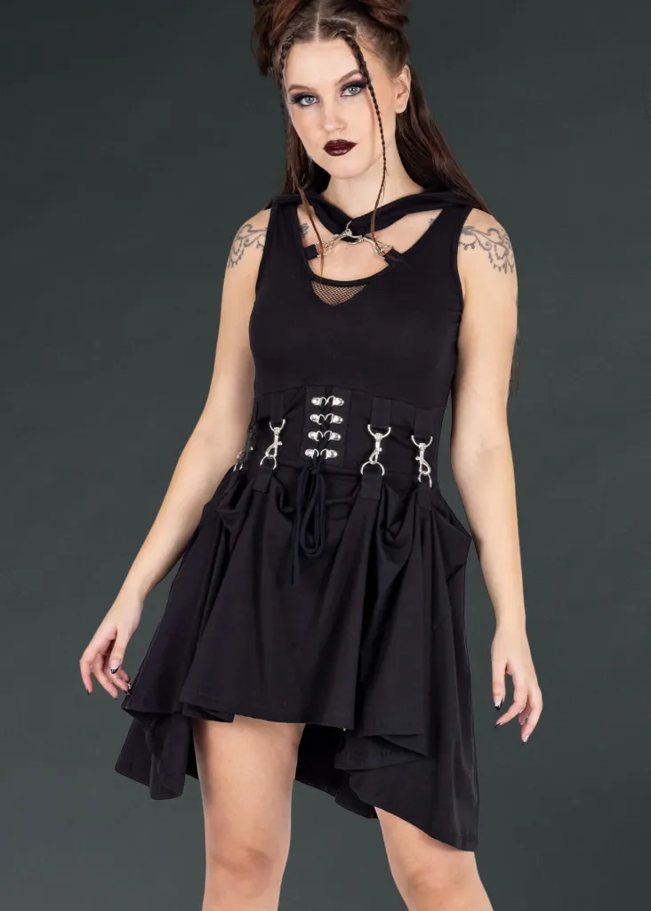 AZALEA GOTH MINI DRESS WITH AND BLACK HOOD