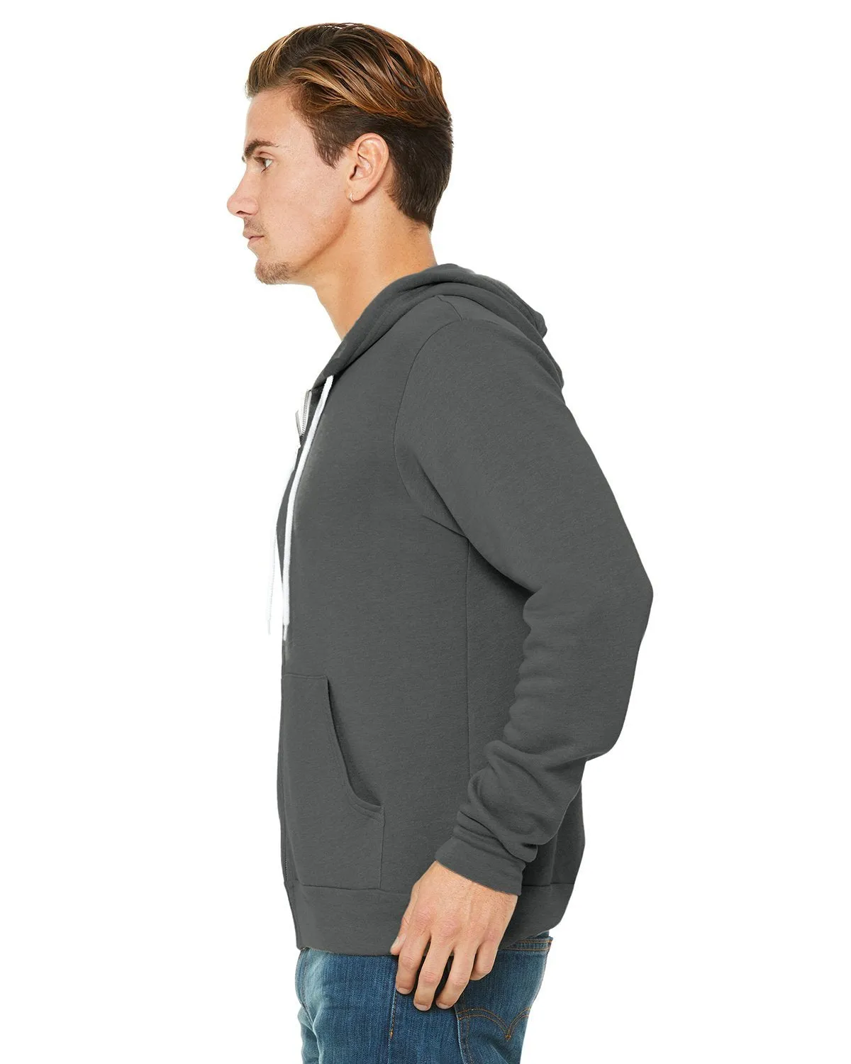 Bella + Canvas Unisex Poly-Cotton Fleece Full-Zip Hoodie 3739 Asphalt