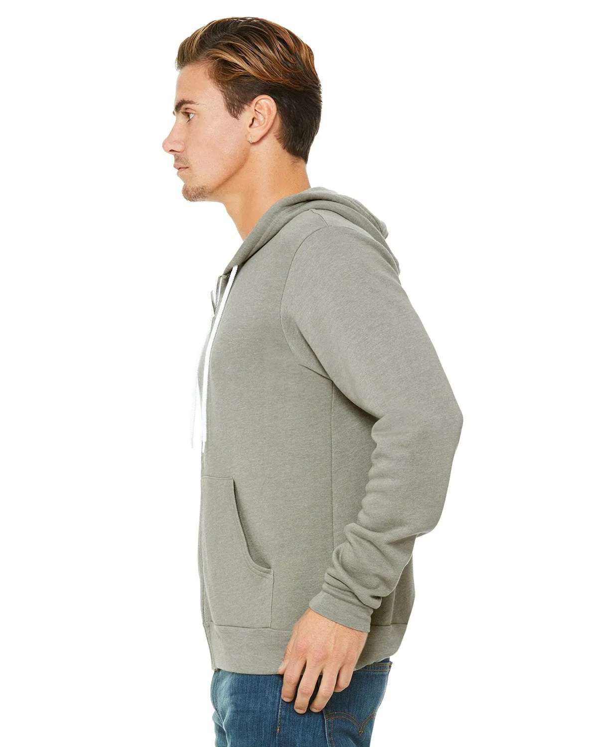 Bella + Canvas Unisex Poly-Cotton Fleece Full-Zip Hoodie 3739 Heather Stone