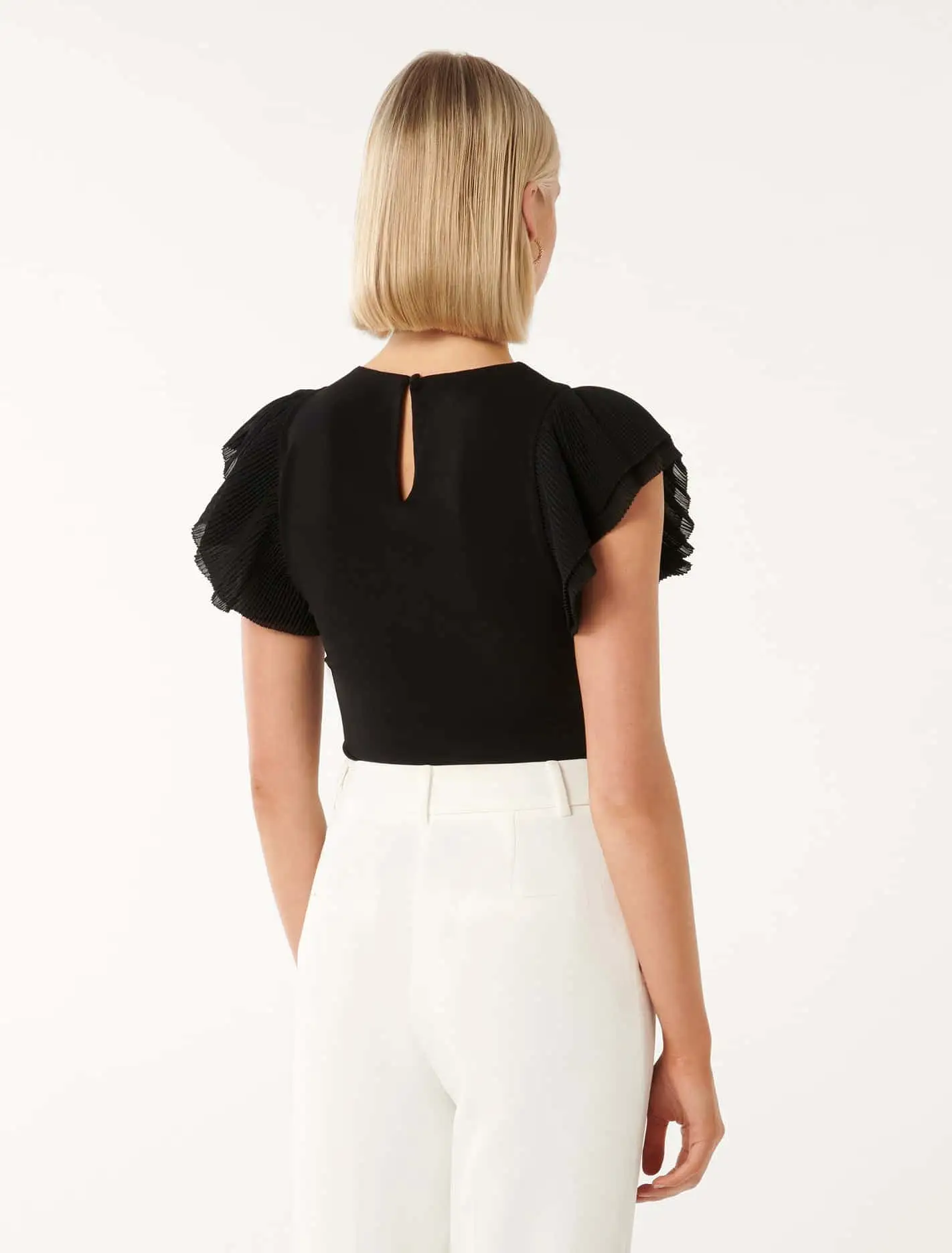 Beth Pleated Flutter Sleeve Top