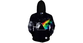 Black Rainbow Galaxy Universe Long Sleeves Mens Jacket Winter Hooded Hoodies