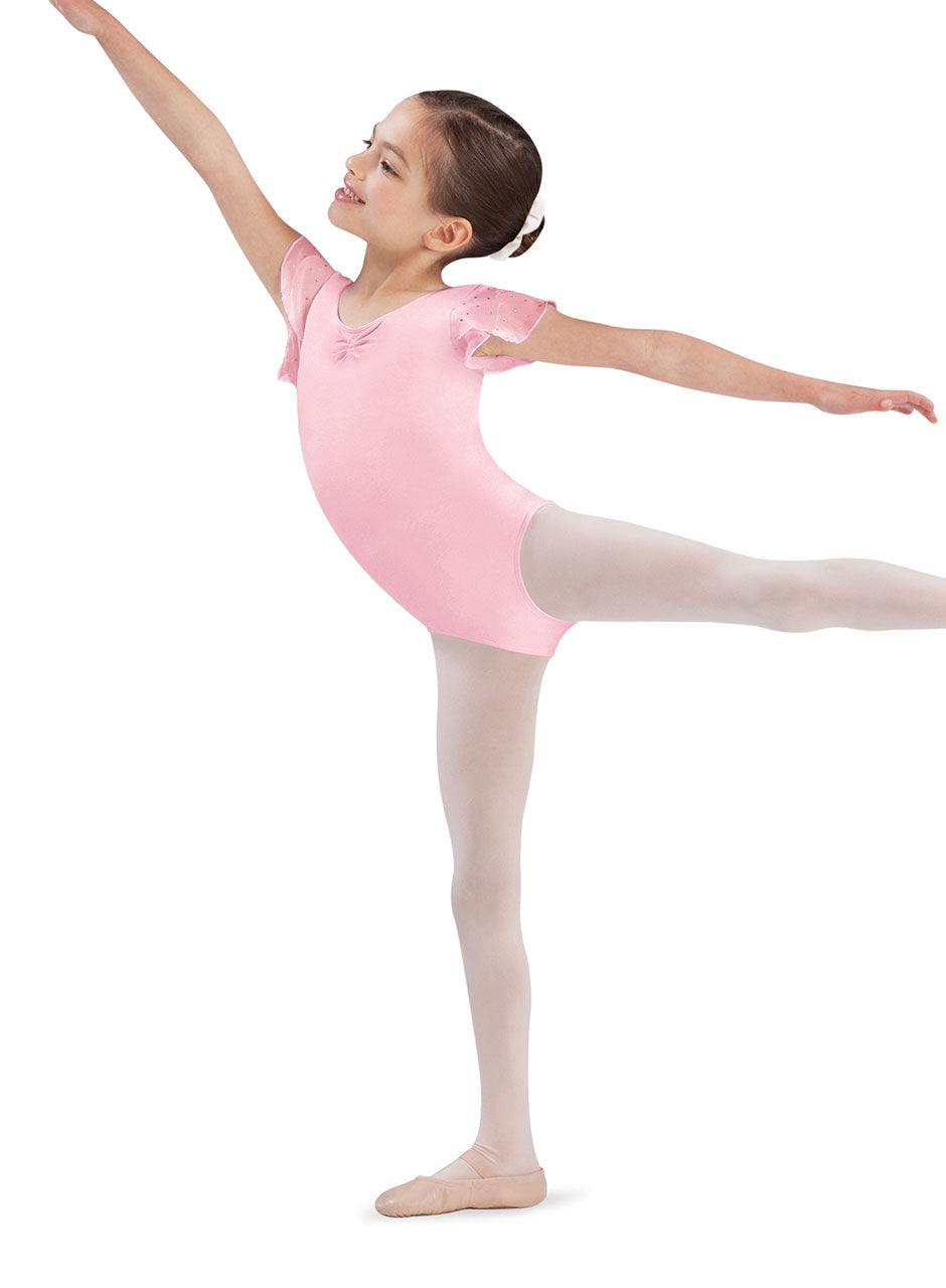 Bloch Child Flutter Sleeve Leotard With Sequins - CL3732