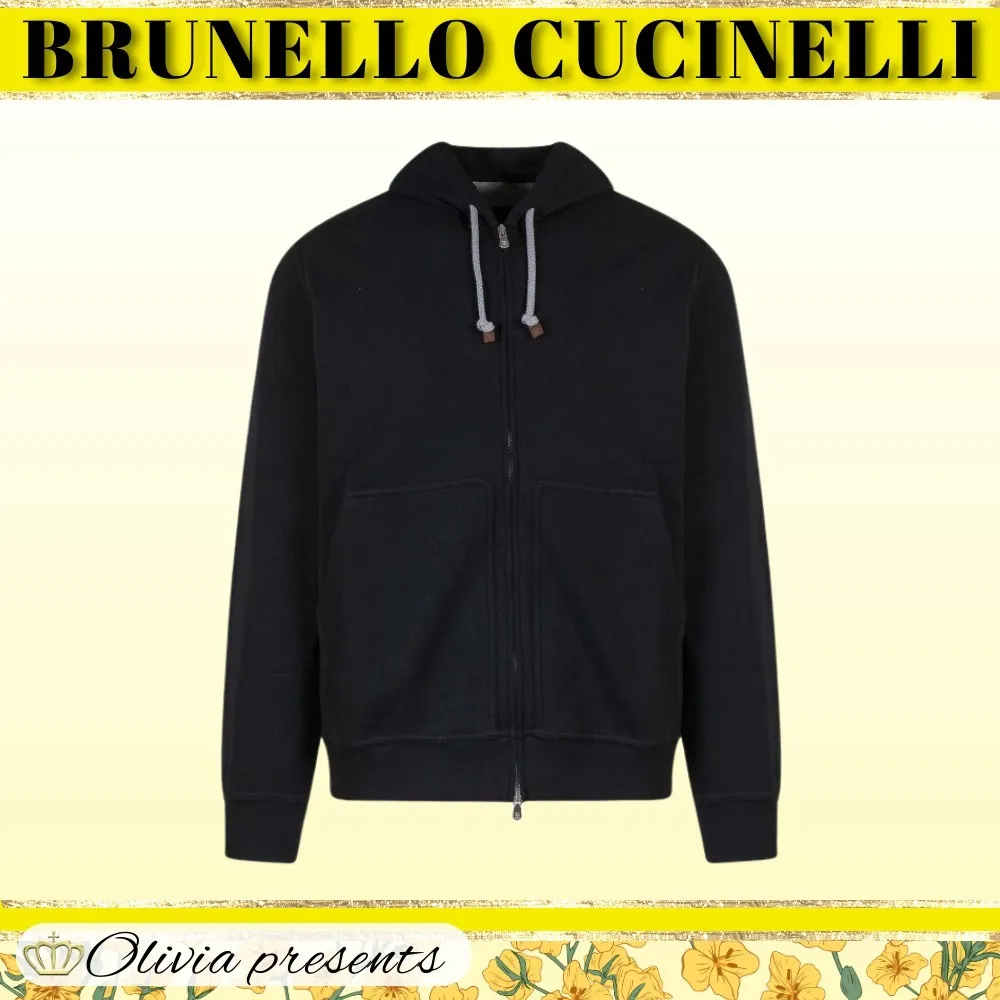 BRUNELLO CUCINELLI  |Street Style Long Sleeves Plain Cotton Sweatshirts