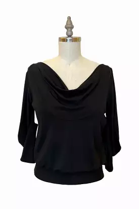 C-Sleeve Banded Top | Black Bamboo