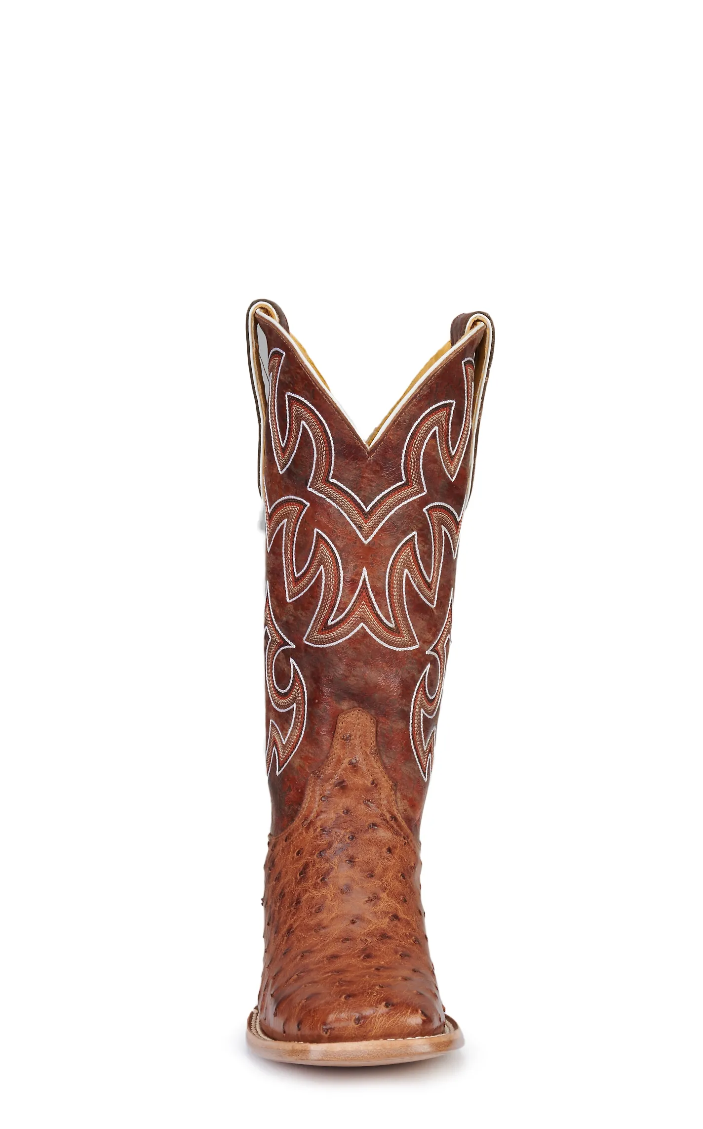 Cavender's Women's Honey and Cognac Full Quill Ostrich Wide Square Toe Exotic Cowboy Boots