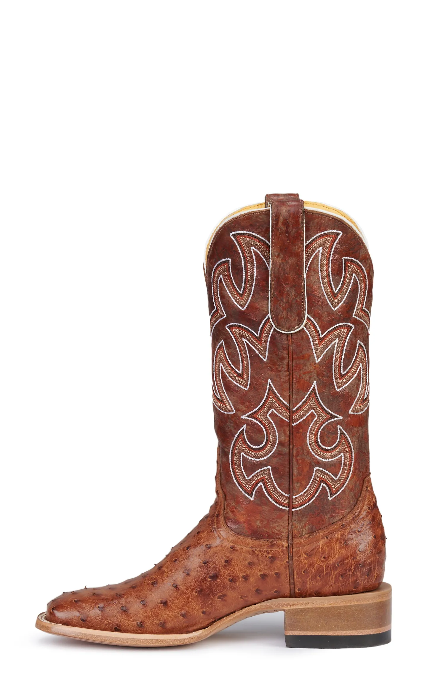 Cavender's Women's Honey and Cognac Full Quill Ostrich Wide Square Toe Exotic Cowboy Boots