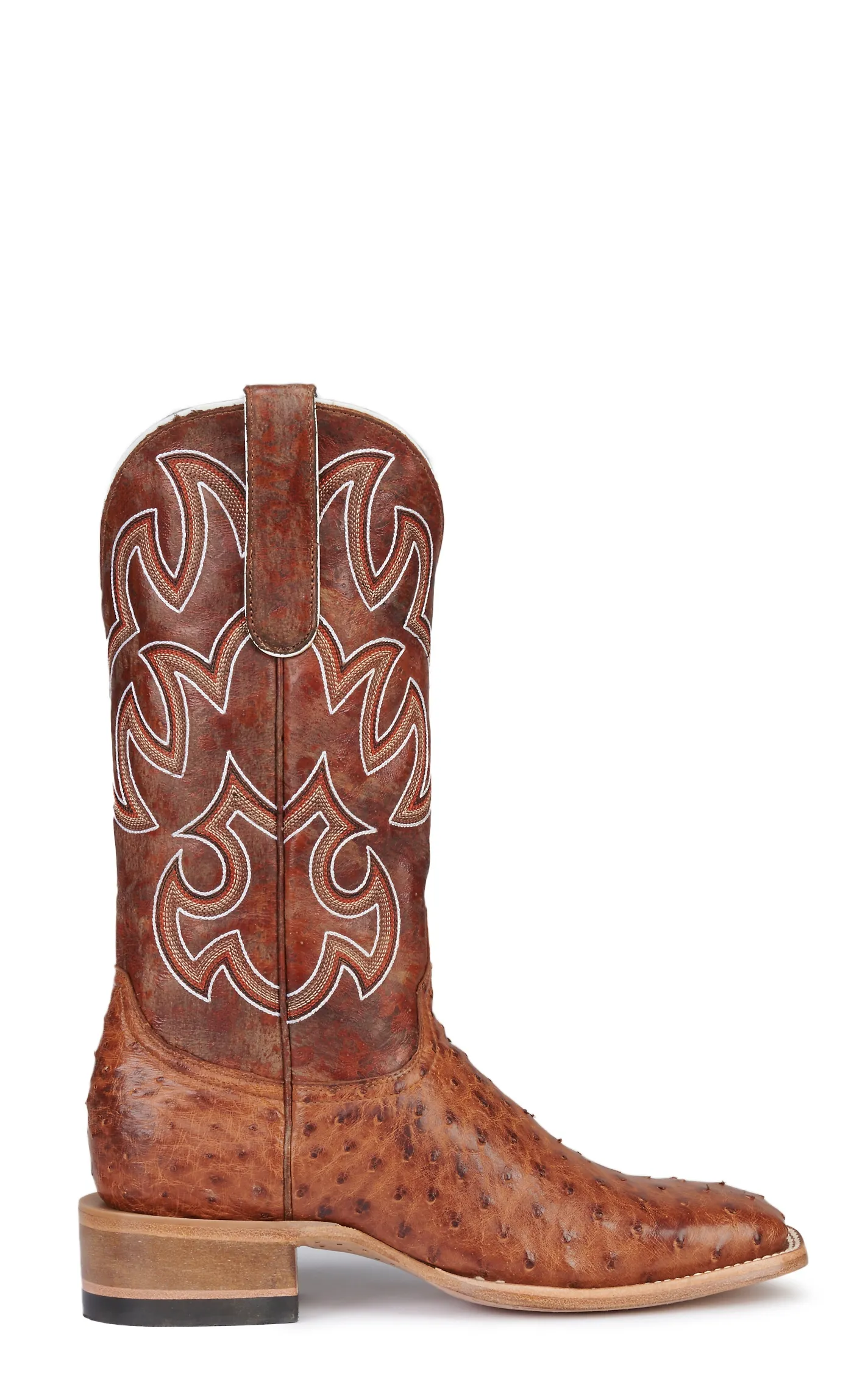 Cavender's Women's Honey and Cognac Full Quill Ostrich Wide Square Toe Exotic Cowboy Boots