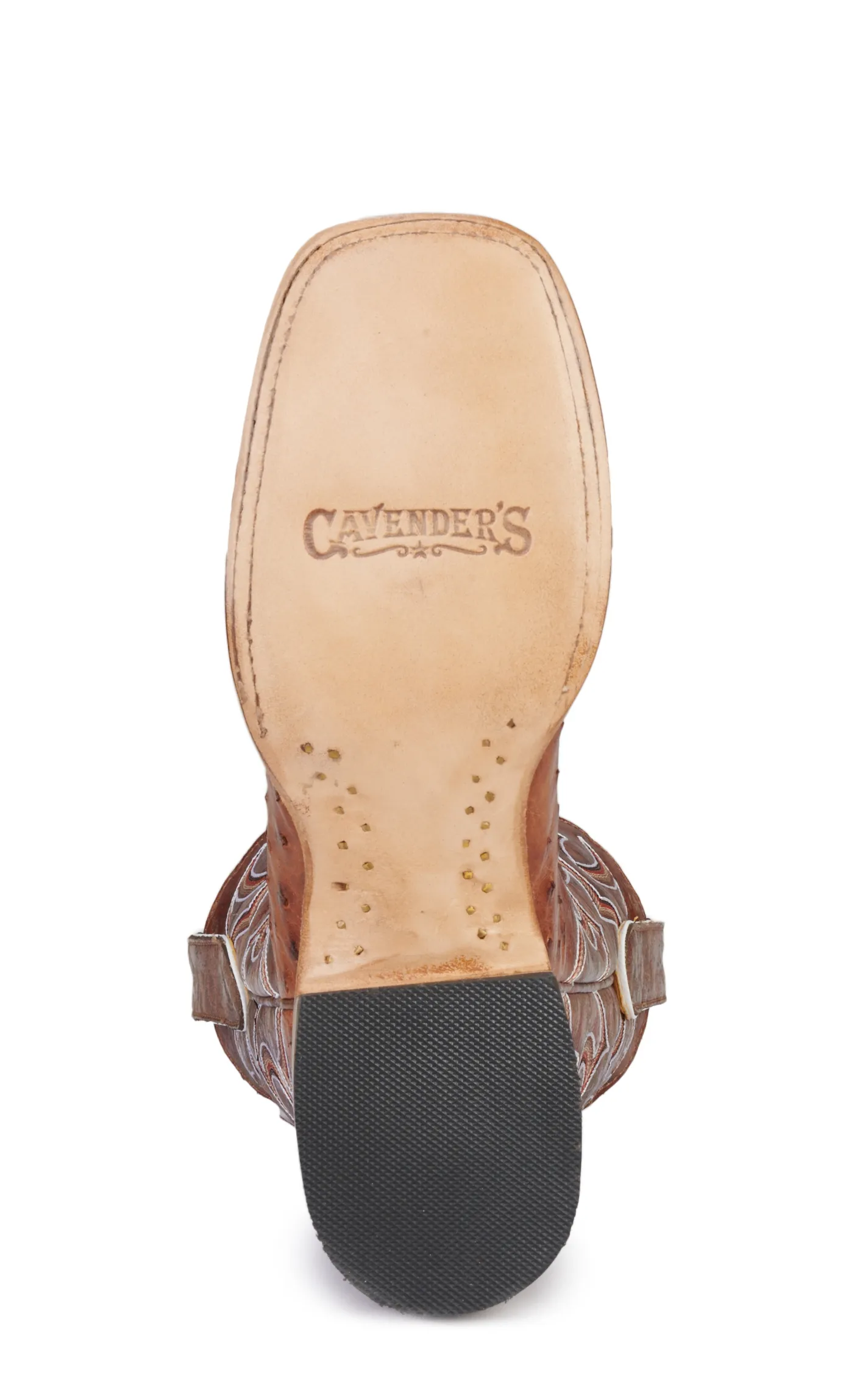 Cavender's Women's Honey and Cognac Full Quill Ostrich Wide Square Toe Exotic Cowboy Boots