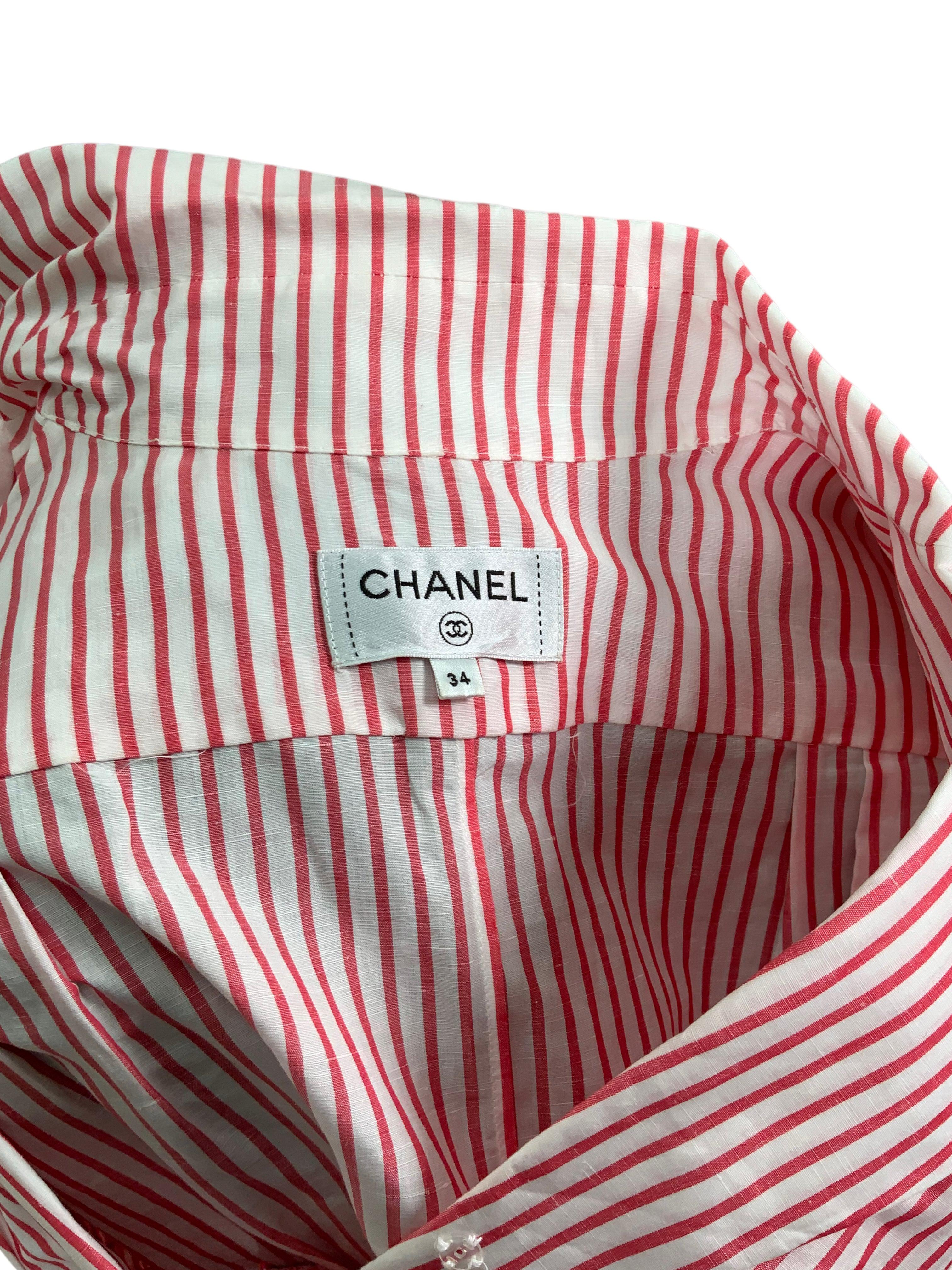 CHANEL Striped Sleeveless Crop Top Size XS