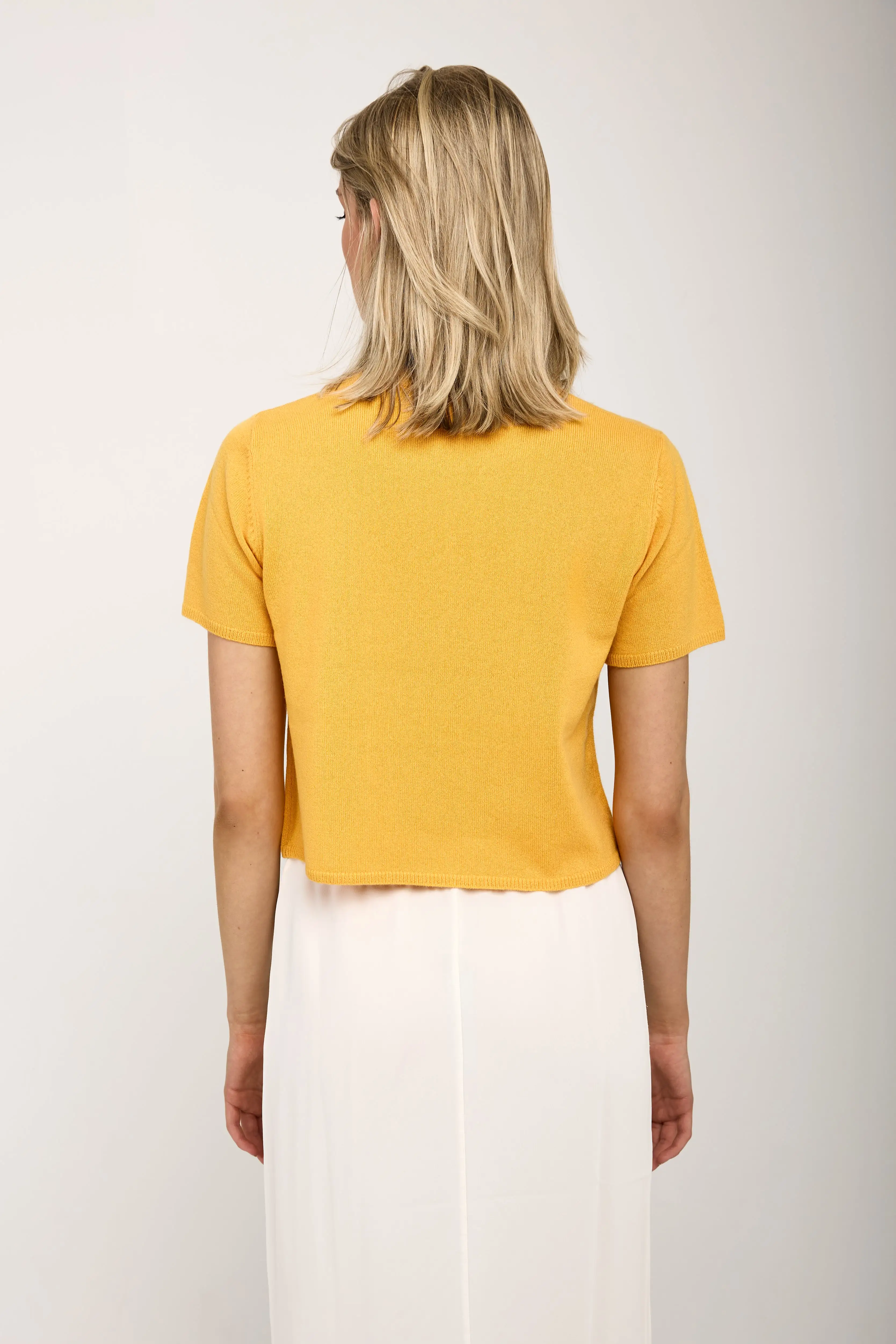 Charleston Short Sleeve Cashmere Top in Marzipan