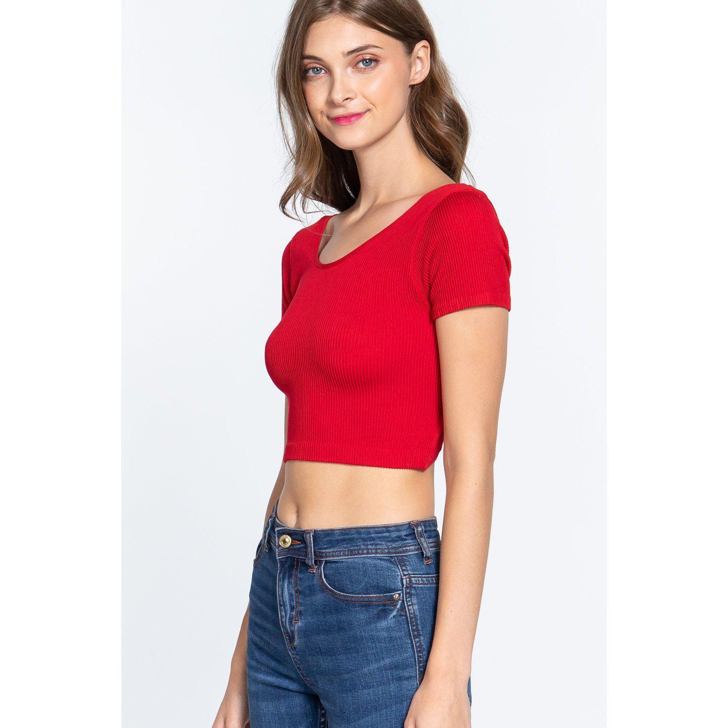 Cross Back Rib Seamless Crop Top