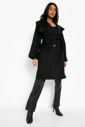 Double Breasted Wool Look Longline Coat