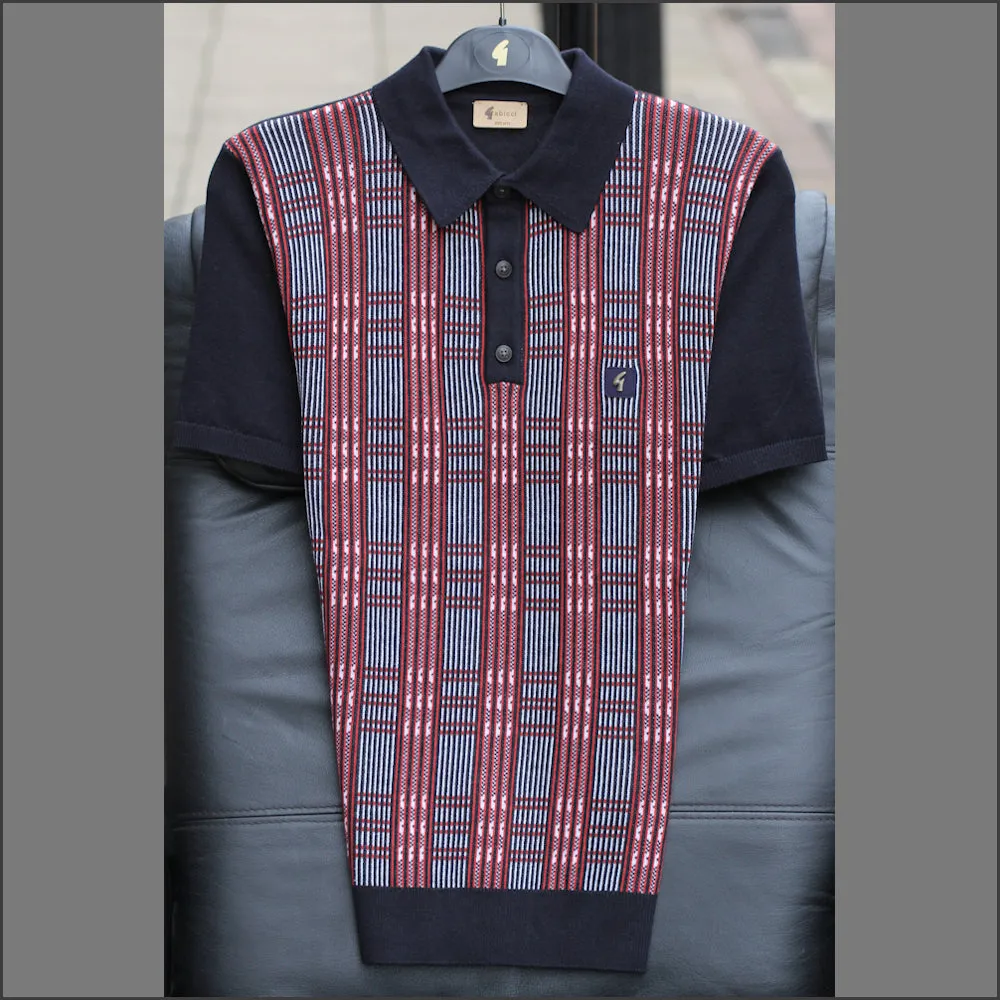 Gabicci Vintage Enrico Navy Pattern Polo Top^