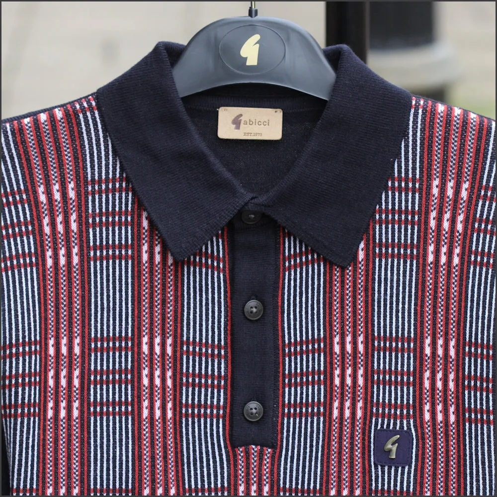 Gabicci Vintage Enrico Navy Pattern Polo Top^