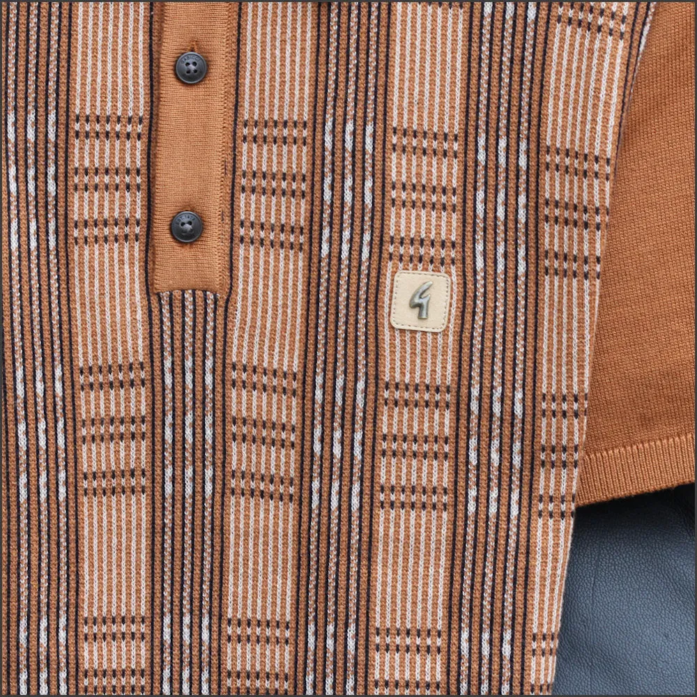 Gabicci Vintage Enrico Walnut Pattern Polo Top^