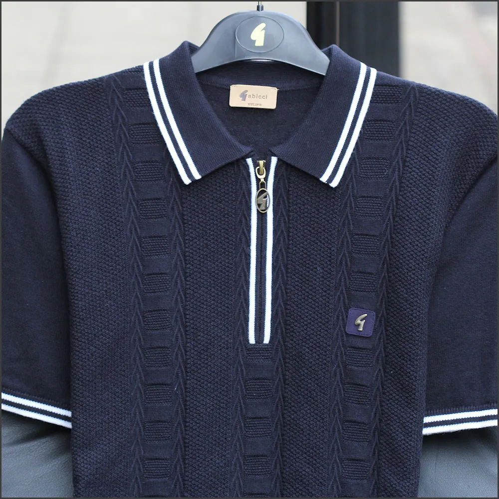 Gabicci Vintage V52GM08 Navy Pattern Polo Top^