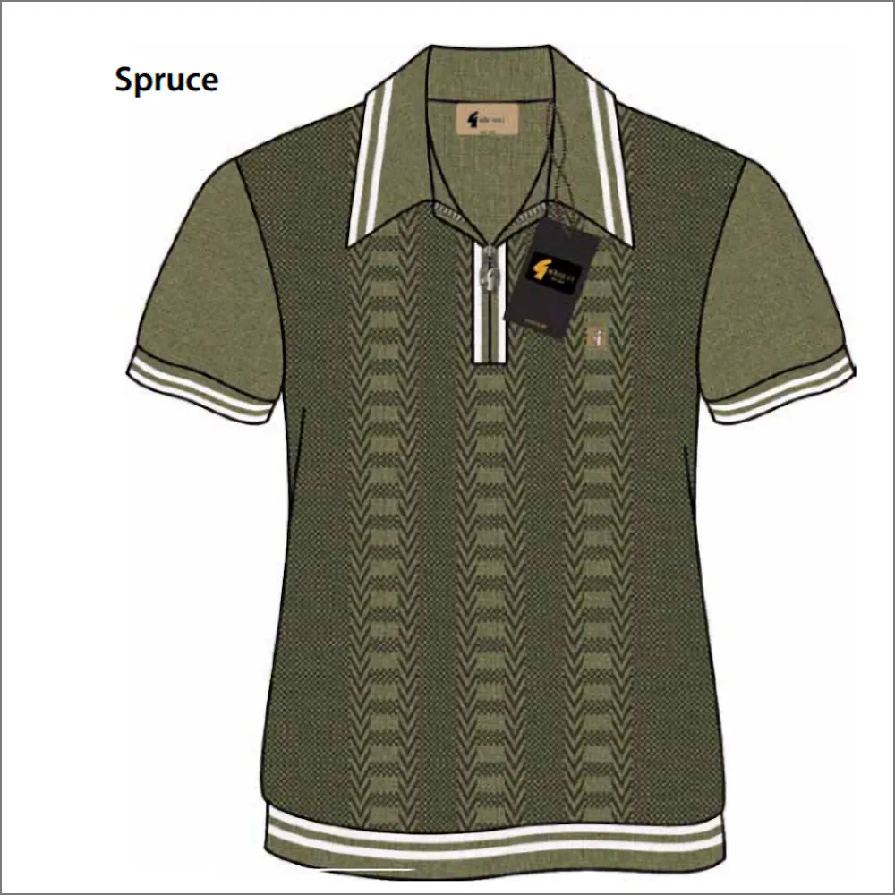 Gabicci Vintage V52GM08 Spruce Pattern Polo Top^