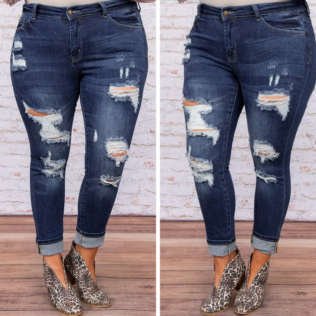 Go Explore Boyfriend Jeans, Dark Wash