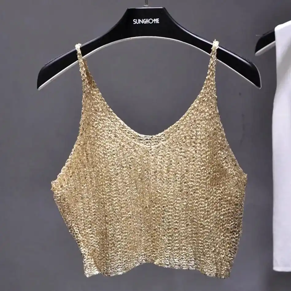 Half Sequin Crop Top