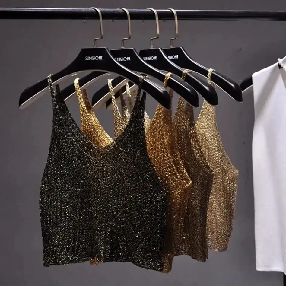 Half Sequin Crop Top