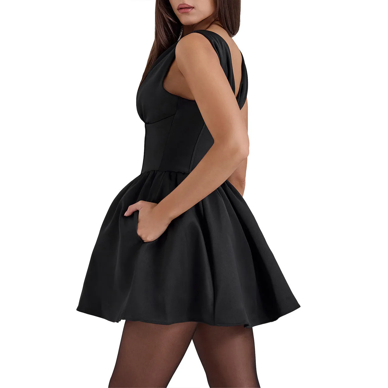 HOUSE OF CB Emmeliette Flared Mini Dress - Black