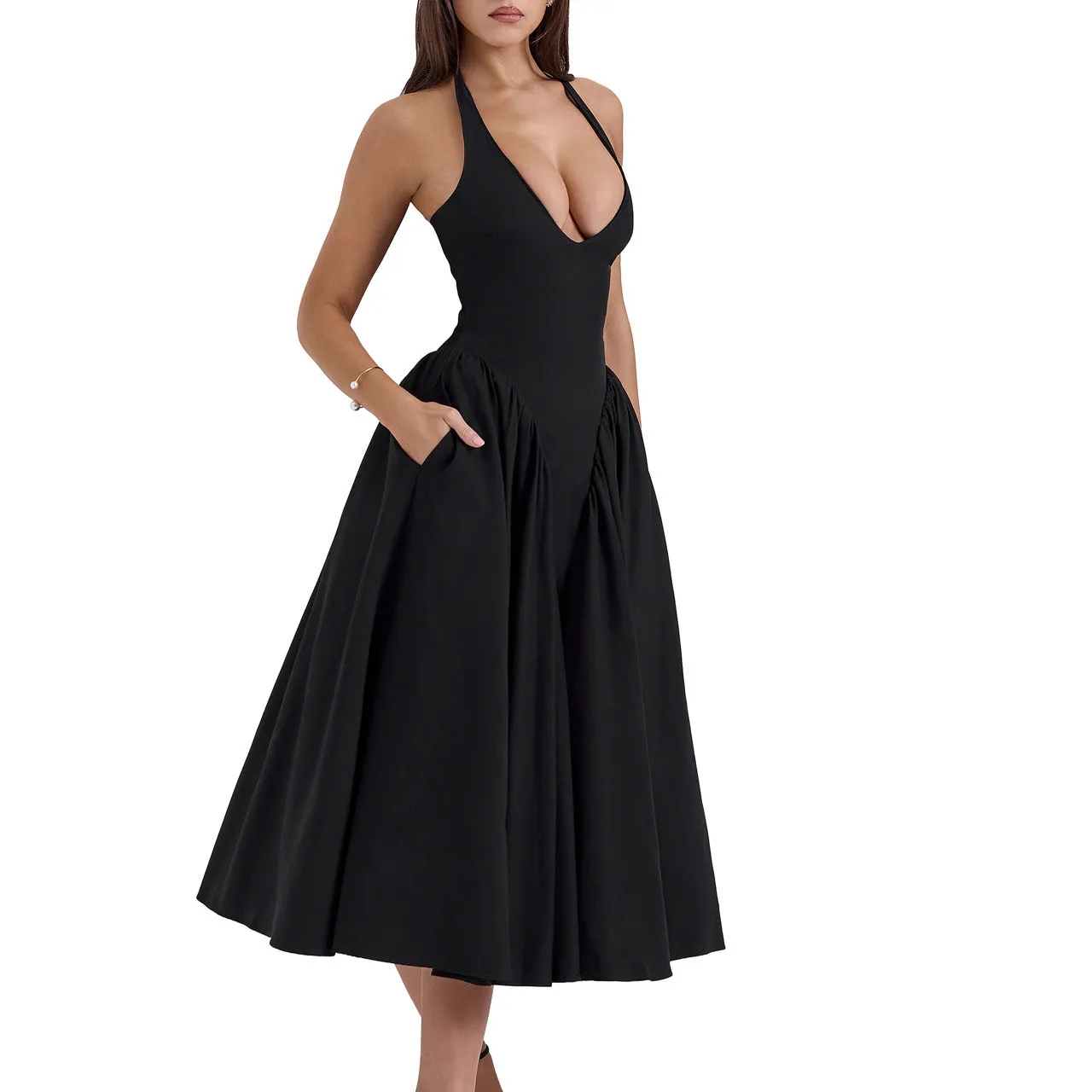 HOUSE OF CB Marilyn Halter Dress - Black