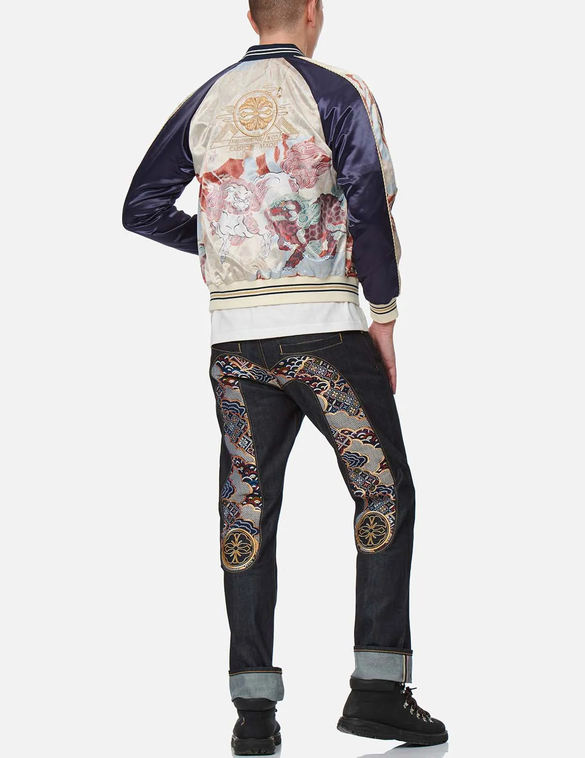 Komainu Brocade Pattern Print Souvenir Jacket