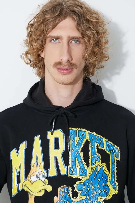 Market cotton sweatshirt Duck men's black color