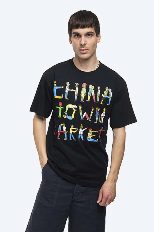 Market cotton T-shirt Chinatown Market City Aerobics Tee black color