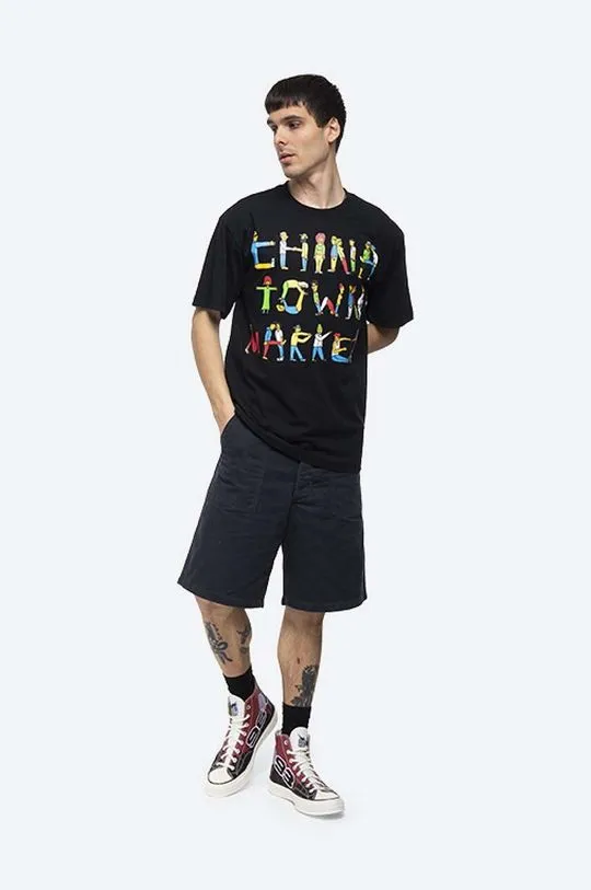 Market cotton T-shirt Chinatown Market City Aerobics Tee black color