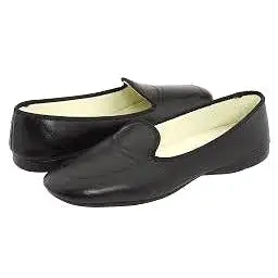 Meg Black Leather House Slippers