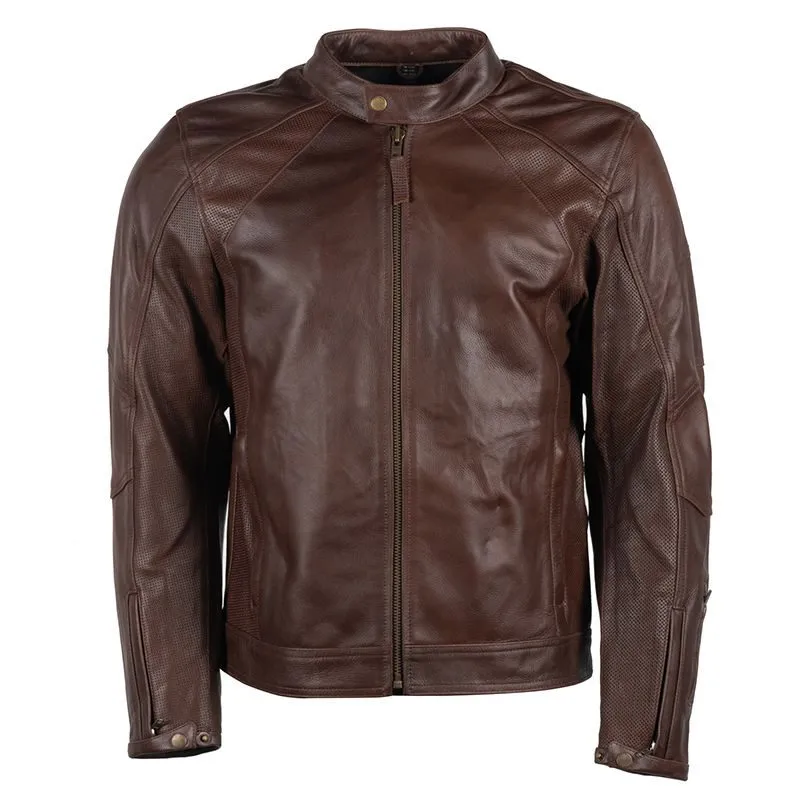 Men's Brown Fully Ventilated Summer Leather Jacket