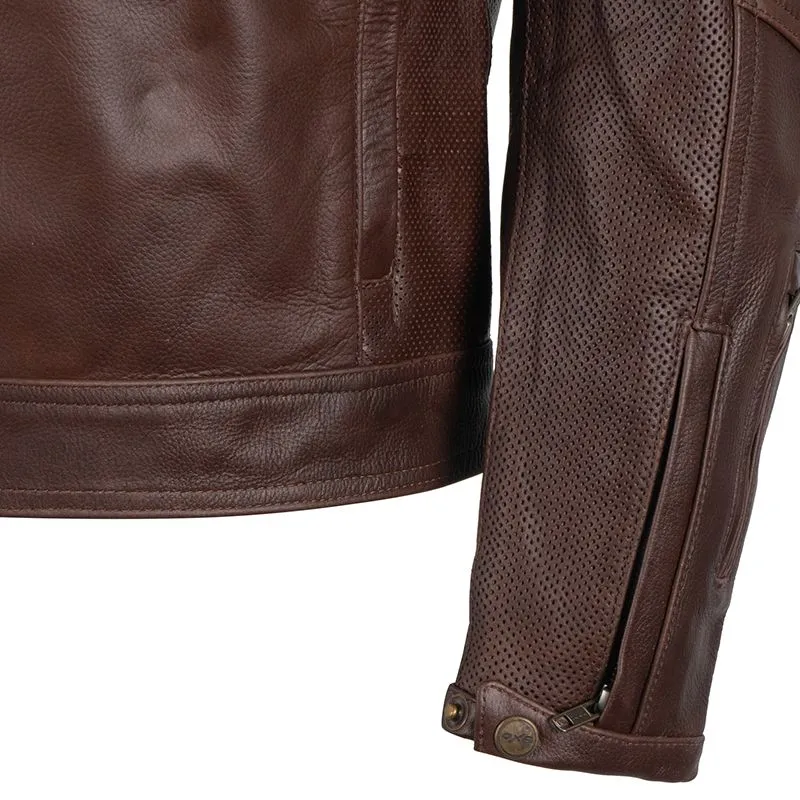 Men's Brown Fully Ventilated Summer Leather Jacket