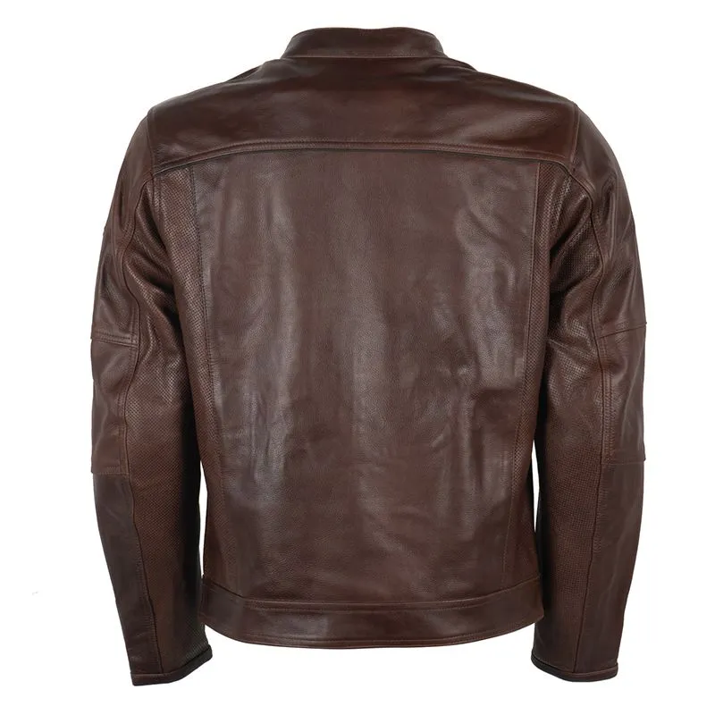 Men's Brown Fully Ventilated Summer Leather Jacket