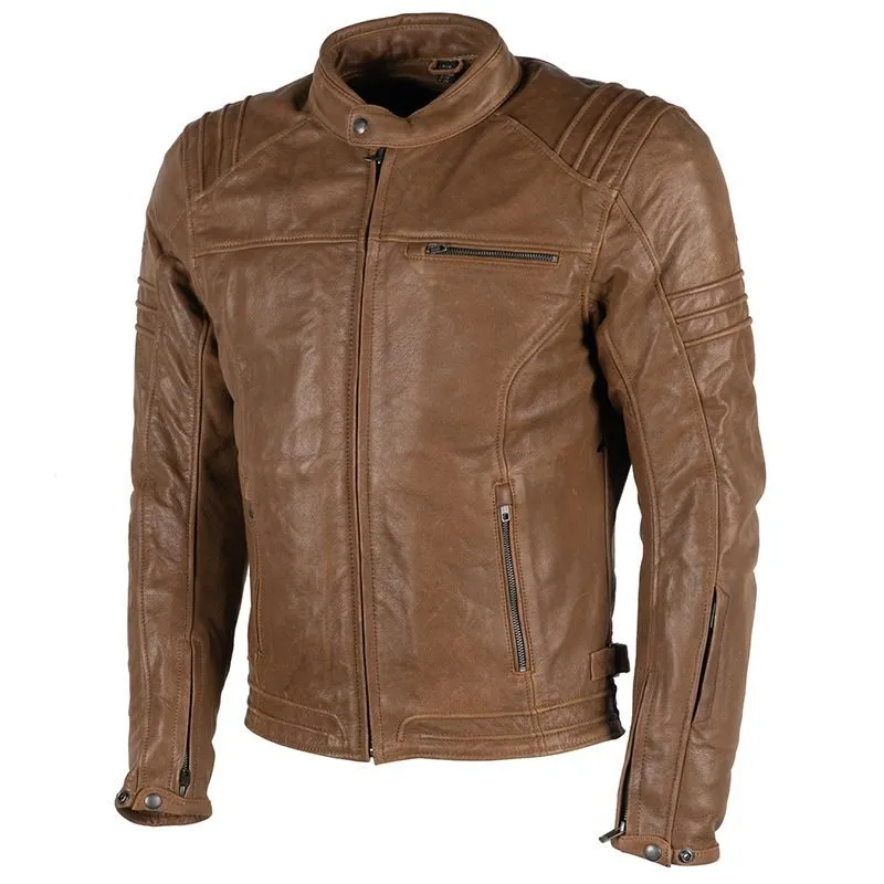 Men's Tan Leather Jacket in Unbeatable Biker Style